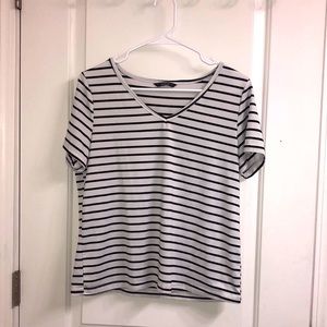 Striped V Neck Tee Shirt